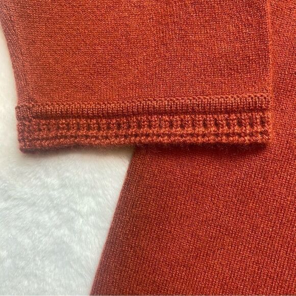 Orvis 100% Cashmere Burnt Orange 3/4 Sleeve Sweater Size Large - Picture 8 of 12